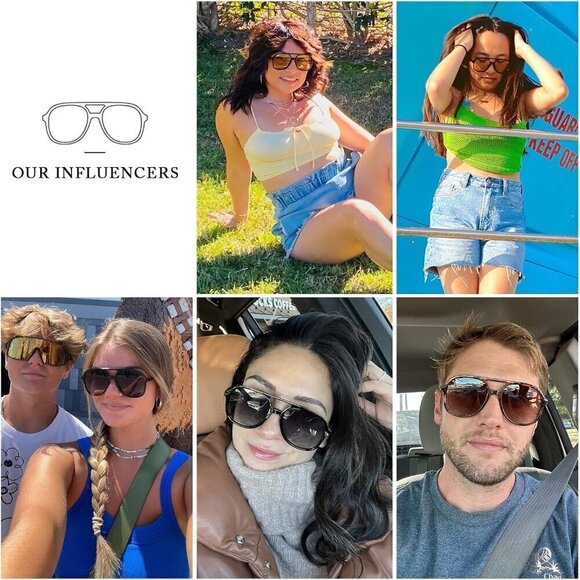 ✨ Ydaowkn Retro Square Aviator Women Brown Vintage 70s Double Bridge Sunglasses main image 6